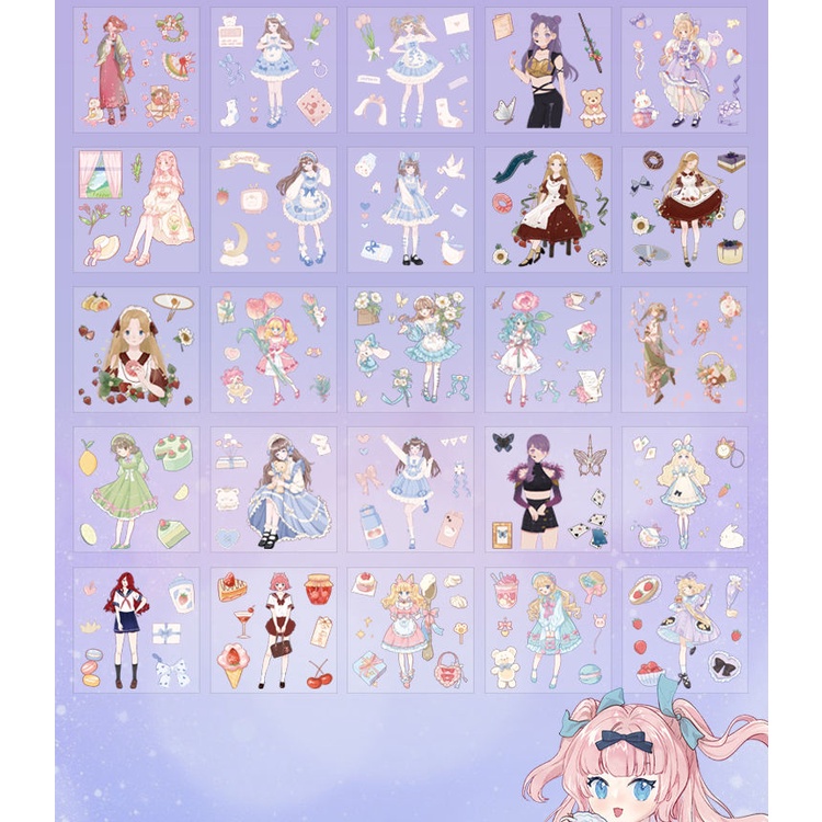 Hộp 100 Tấm Sticker Cute  Sticker Trang Trí Sổ  Hình Dán Trong Suốt Hộp Sticker 100 tấm Ins Korea Sticker Dán điện thoại