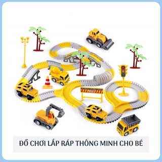 [Hàng Có Sẵn Giao Ngay] Đồ chơi trẻ em, Bộ đồ chơi lắp ghép đường ray Ô tô và Tàu hoả gồm nhiều chi tiết