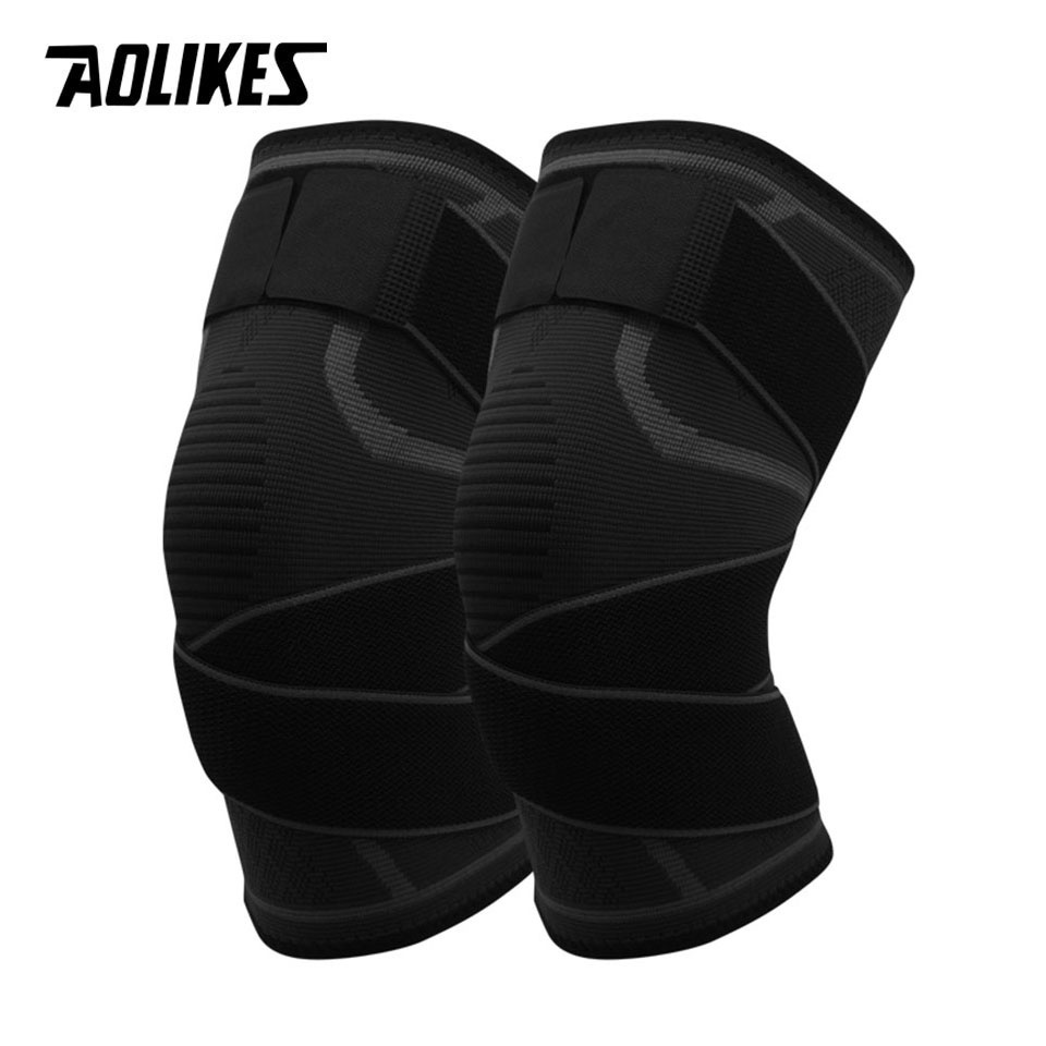 Aolikes 1 Cặp Đai Quấn Đầu Gối Co Giãn Hỗ Trợ Tập Thể Thao
