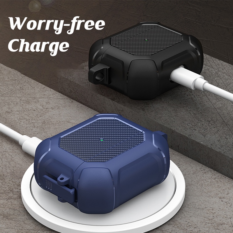 Ốp Bảo Vệ Hộp Đựng Tai Nghe AirPods 3 / Pro / 2 / 1 Bằng Sợi carbon Chống Sốc Phong Cách Armor 2022