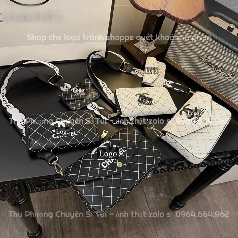 Sét C.N kẻ ô chéo 3 món hàng loại 1, kèm dây đeo chéo bản to (hàng chuẩn ảnh)