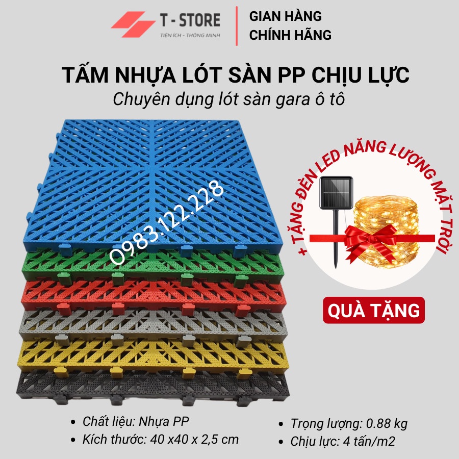 Tấm Lót Sàn Nhựa PP 40*40*2.5cm Chịu Lực Dành Cho Gara, Tiệm Rửa Xe, Tiệm Sửa Xe, Trung Tâm Chăm Sóc Xe Chuyên Nghiệp