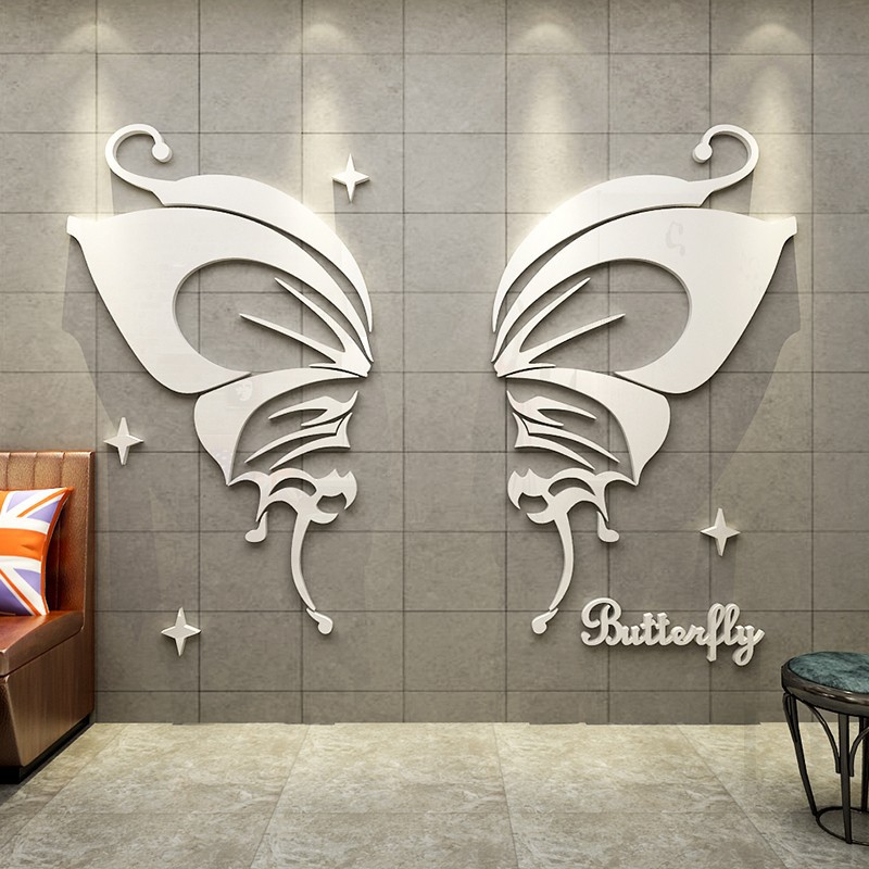 Tranh dán tường mica 3d decor khổ lớn đôi cánh ác quỷ devil cánh bướm Nhiều Size - EPeBen