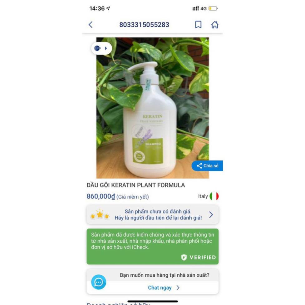 Dầu Cặp Collagen Keratin Plant Formula Siêu Mềm Mượt 800ml hương nước hoa rất thơm