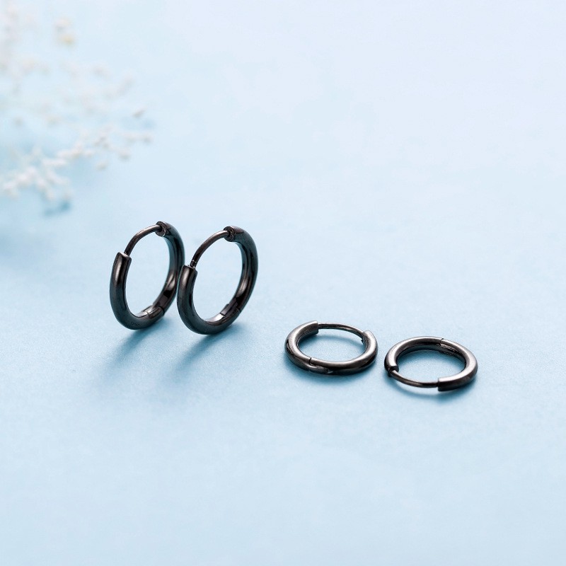 Khuyên tai nam G-dragon cực chất Hoa tai nam tròn Asta Accessories àu bạc đen đơn giản đẹp - Hoa tai tròn (1 chiếc)