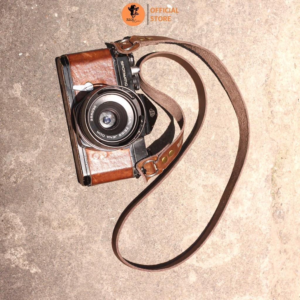 Dây đeo máy ảnh da bò màu nâu đậm - RAM Leather A22
