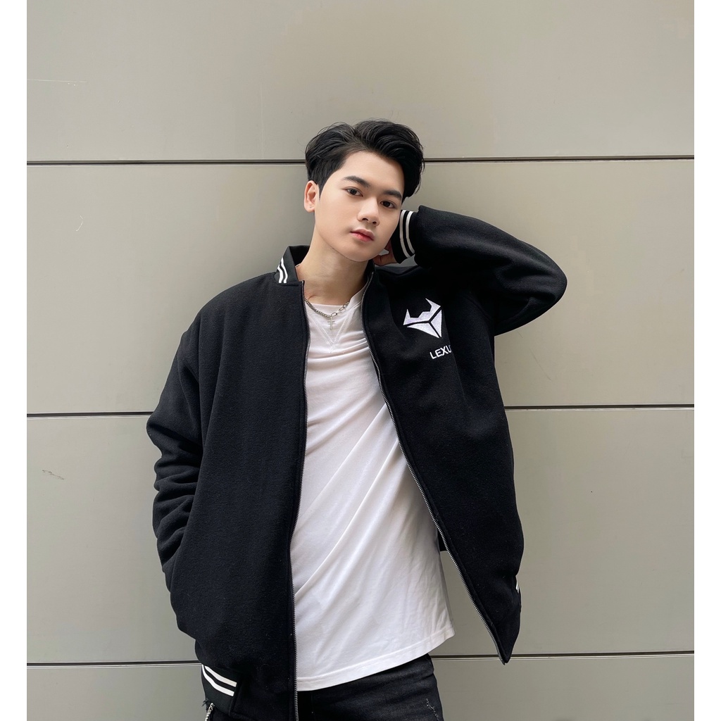 Áo JACKET VARSITY vải dạ cao cấp Lexuza 042