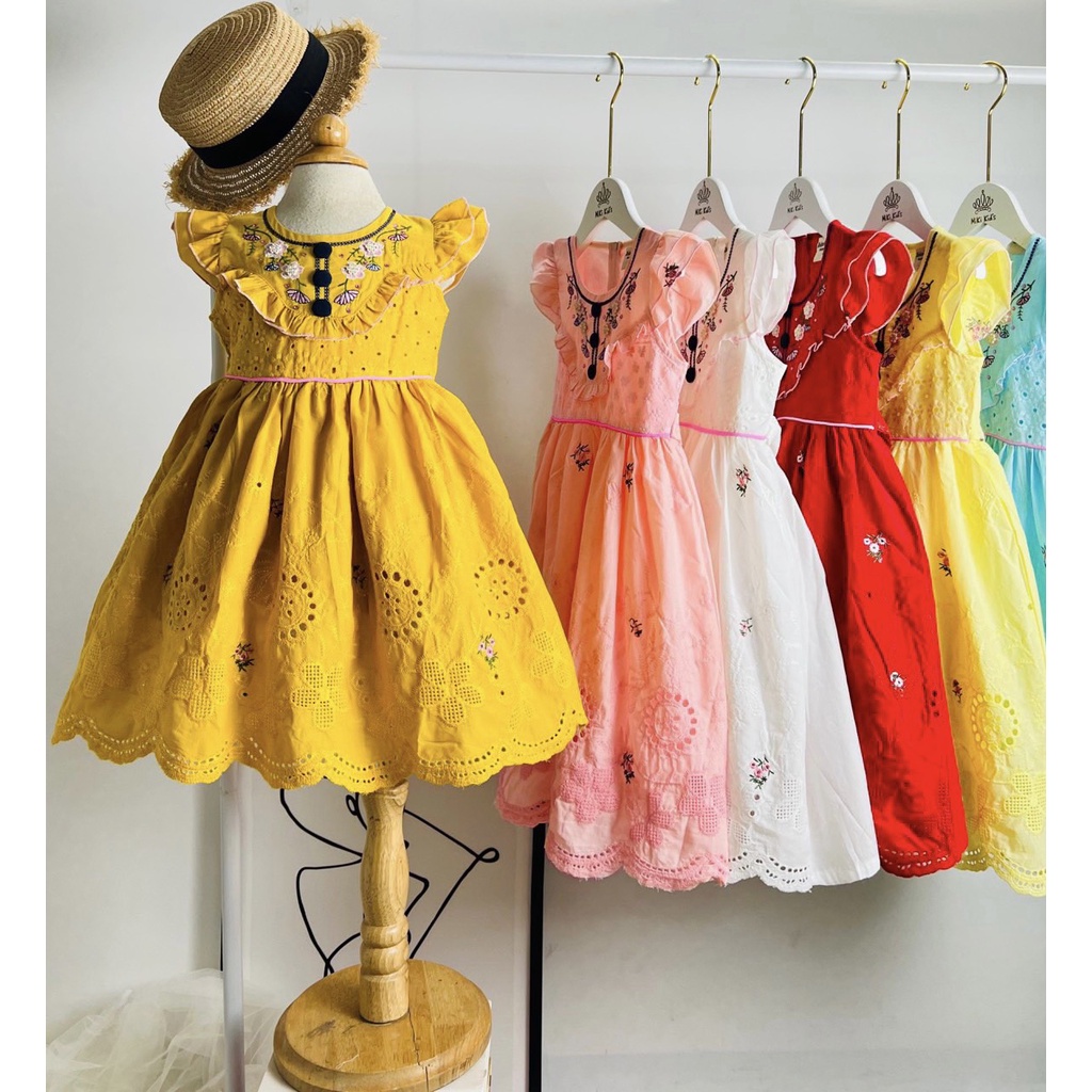 Đầm Bé Gái Thêu Đục Lỗ Cao Cấp , Đầm Xô cho bé đi đám cưới  AD087-Trang 25 Kids