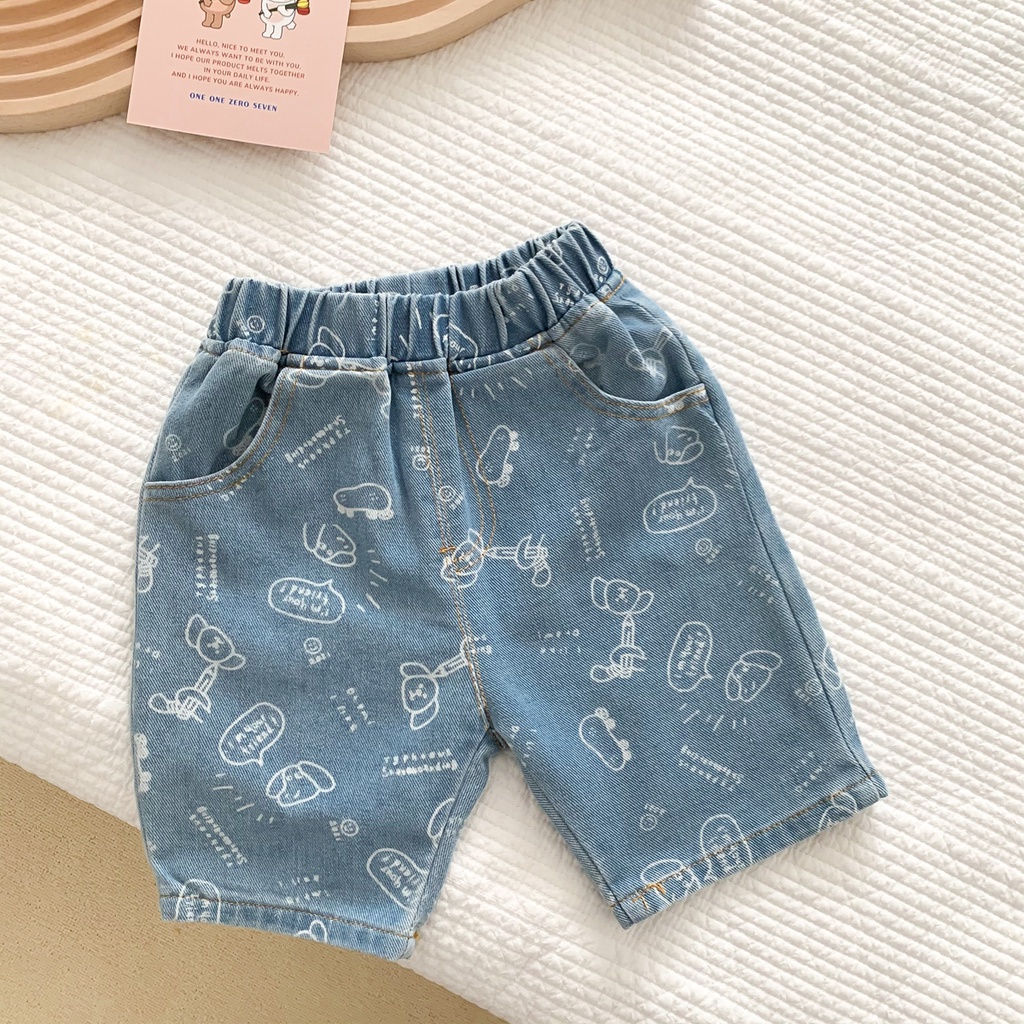 Quần Short Denim In Họa Tiết Hoạt Hình Xinh Xắn 90-130Cm Dành Cho Bé