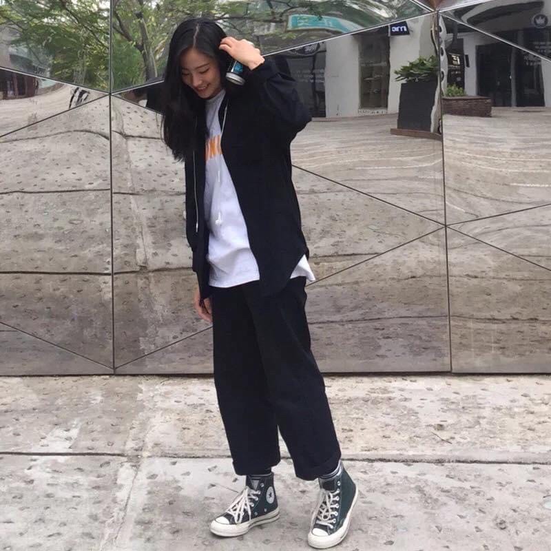 Quần Culottes Suông Kaki Basic/Quần Tây Ống Suông Ảnh Thật