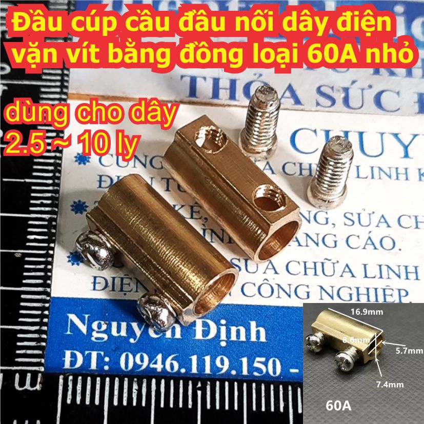 Combo gói Đầu cúp cầu đầu nối dây điện vặn vít bằng đồng loại 10A 20A 60A kde8460