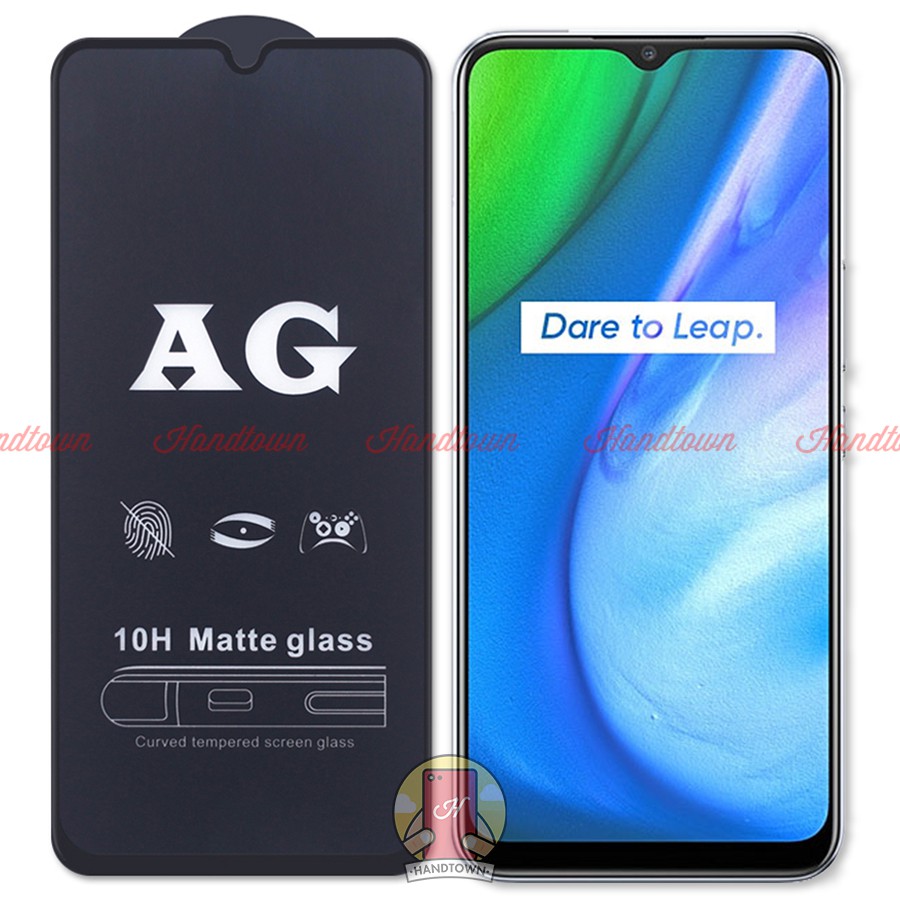 Kính Cường Lực Nhám Chống Vân Tay Realme Q2i Full Màn Đen Full Keo Chống Va Đập Chống Trầy Xước Bảo Vệ Màn Hình
