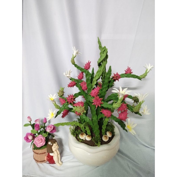 Chậu thanh long đất sét lớn cao 42cm!