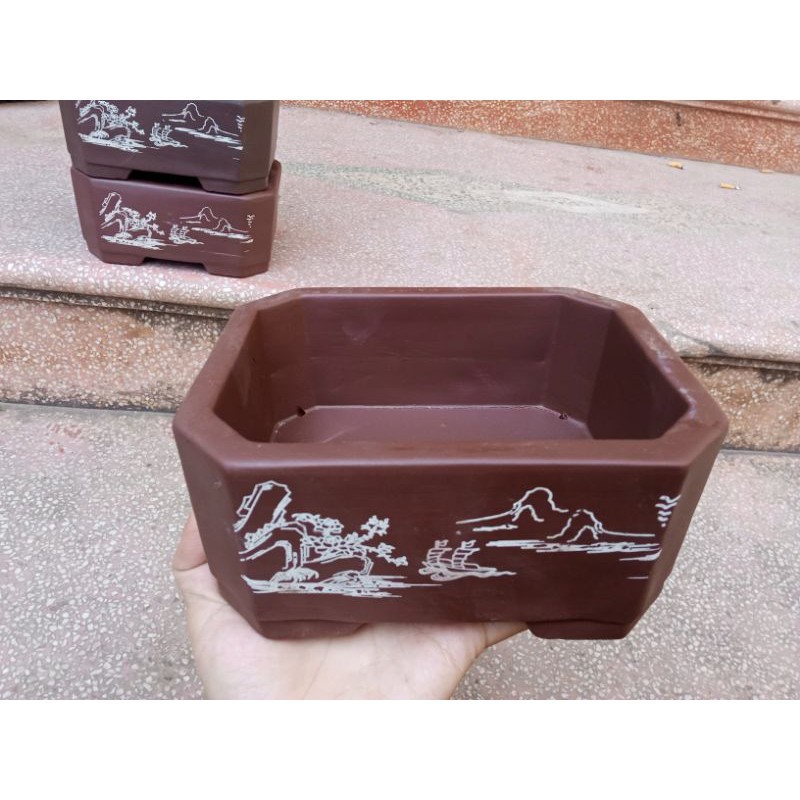 Chậu bonsai mẫu Tàu size 17*14*8cm