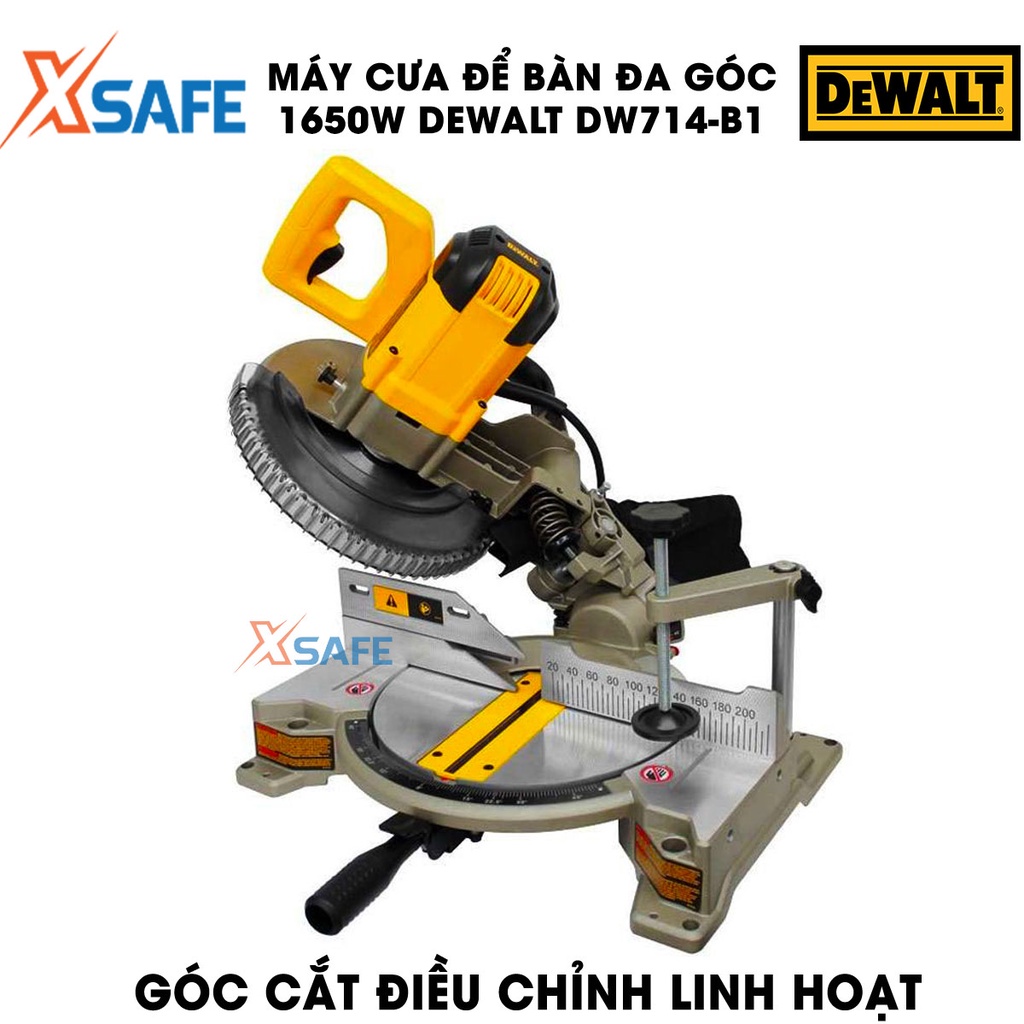 Máy cắt nhôm DEWALT DW714-B1 Máy cắt sắt/gỗ để bàn đa góc 1650W, đường kính lưỡi 254mm, tốc độ không tải 5000v/p [xsafe]