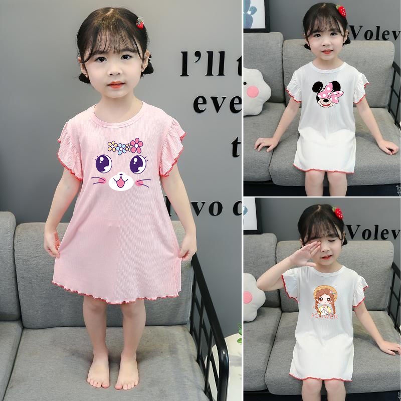 Váy ngủ cho bé gái, đồ ngủ lụa mỏng mùa hè, đồ ngủ nàng tiên bé gái, quần áo ở nhà phong cách công chúa quần áo điều hòa cho bé