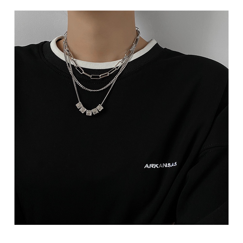 Dây chuyền hợp kim nhiều lớp mặt hình mặt cười phong cách hip hop thời trang độc đáo dễ phối