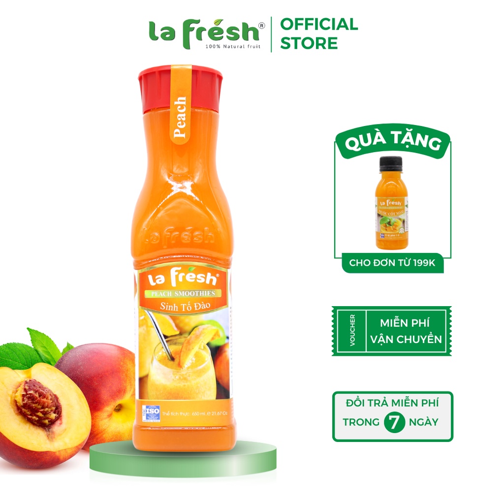 SINH TỐ TRÁI CÂY LAFRESH VỊ ĐÀO CHAI 650ML, NGUYÊN LIỆU PHA CHẾ TRÀ TRÁI CÂY
