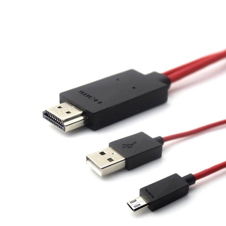 Cáp MHL 5 pin sang HDMI, chuyển hình ảnh từ điện thoại lên tivi (Đen phối đỏ) - Cáp HDMI cho android