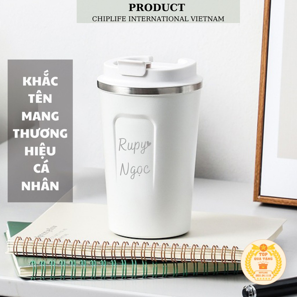 Cốc giữ nhiệt VACUUM CUP cao cấp 380ml | FREE KHẮC TÊN | Ly giữ nhiệt Holic Coffee inox 304 phong cách hiện đại Châu Âu