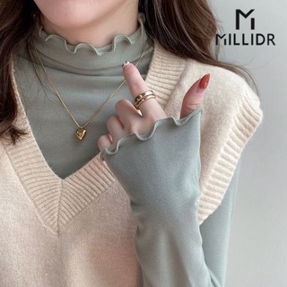 Áo Thun Nữ Dài Tay Cổ Cao Viền Nấm Thời Trang Mới