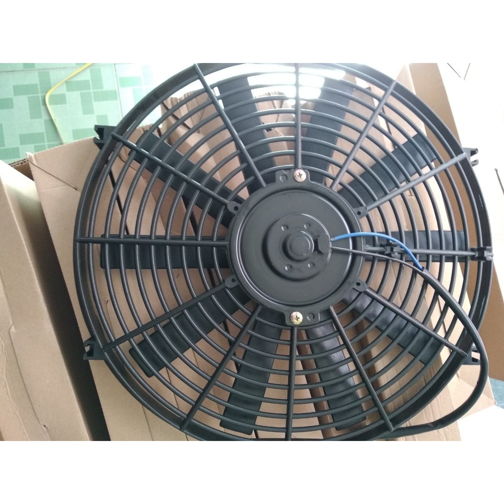 Quạt dàn nóng tản nhiệt ô tô 14 inch, công suất  80W, chạy điện 12v & 24v, cánh thẳng