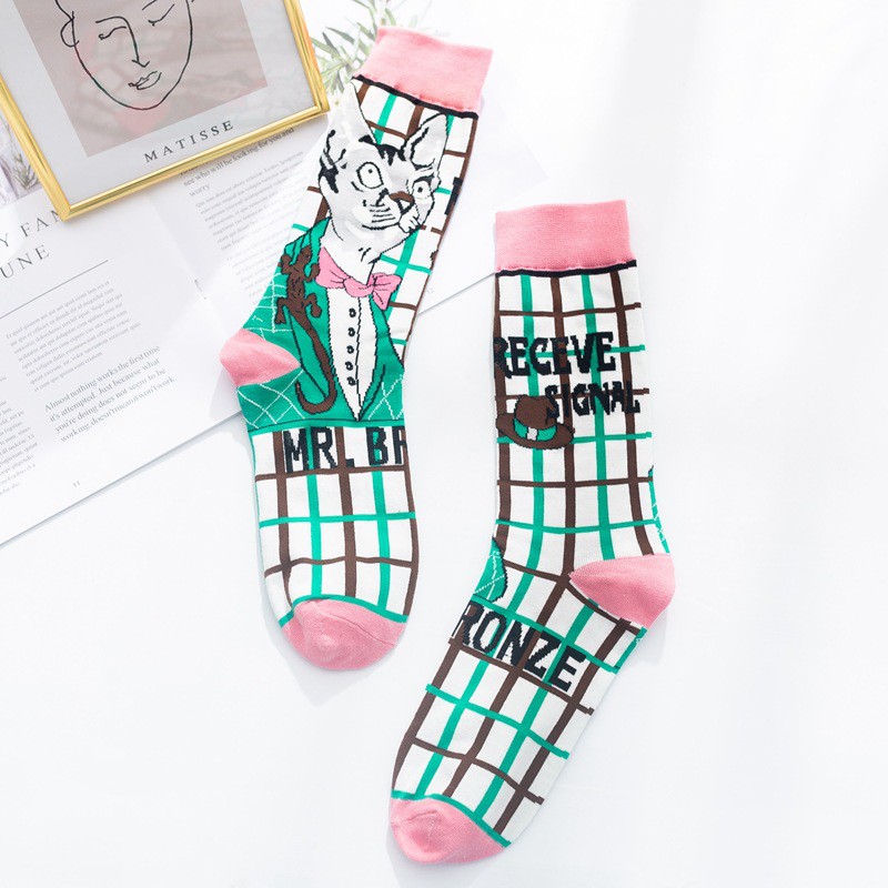Vớ nữ dài họa tiết hoạt hình vui nhộn dễ thương phong cách lolita cá tính