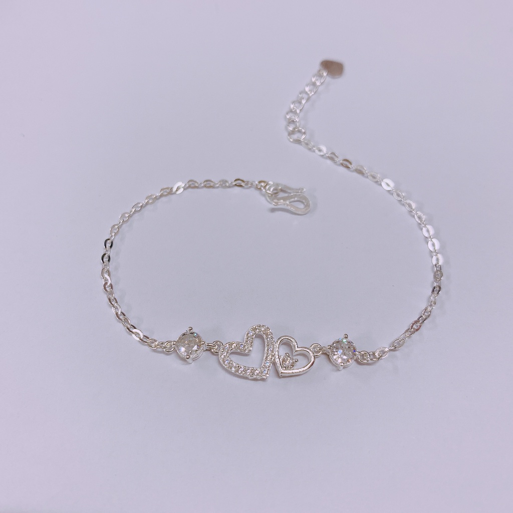 Lắc tay bạc nữ hình trái tim nhỏ xinh xắn LINH MIU SILVER