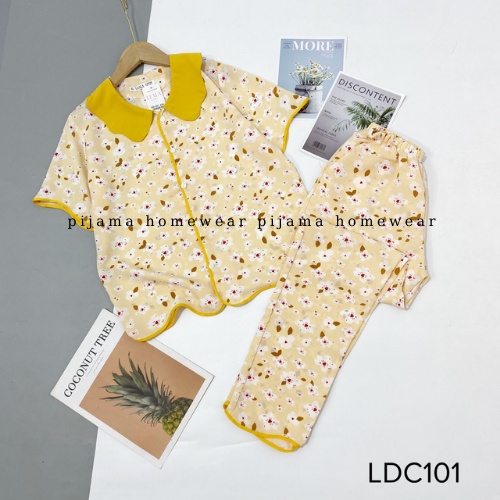 Bộ ngủ Pizama Dài Cộc Sóng ,Lụa Mango Cao Cấp ,Mềm Mịn Thoáng Mát Không Nhăn Xù