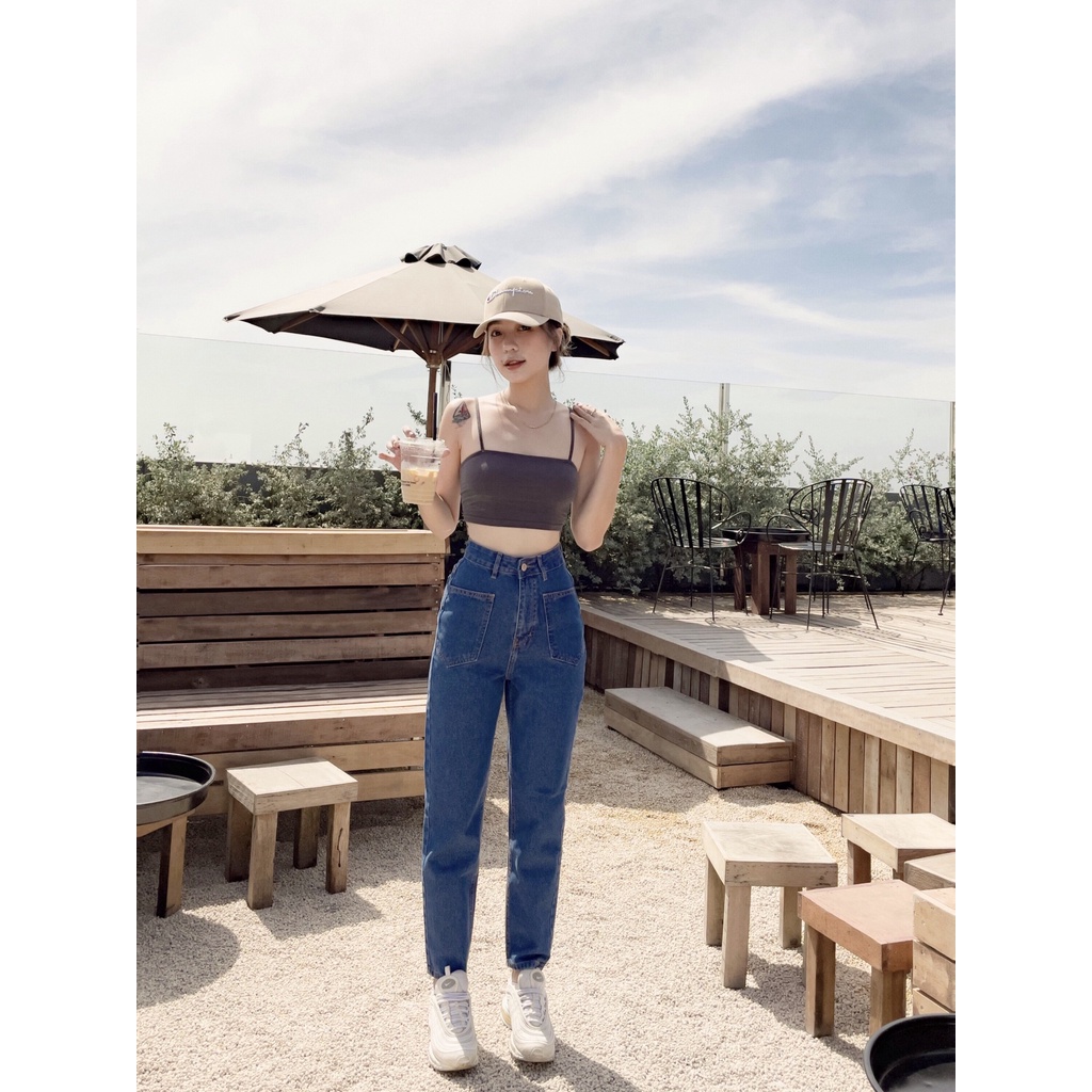 Quần Baggy Jean Kpboutique Màu Xanh Đậm Chất Jean Mềm Mịn Không Giãn Quần Lên Dáng Đẹp Dễ Phối Đồ Dành Cho Nữ Mã 167Đ | BigBuy360 - bigbuy360.vn