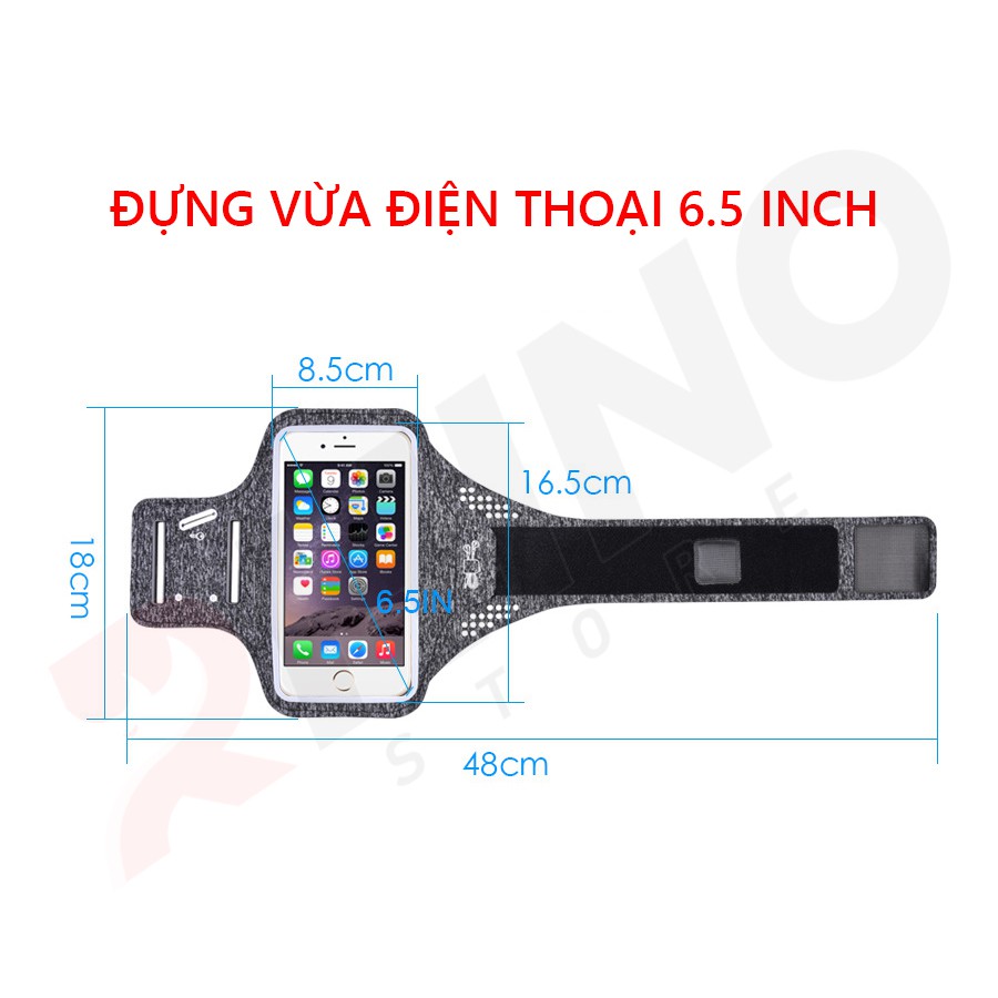 [Mã RHINSALE giảm 49k đơn 99k] Bao, Túi đựng Điện Thoại tới 6.5 Inch Đeo tay chạy bộ Rhino B101 Kháng nước, chống thấm