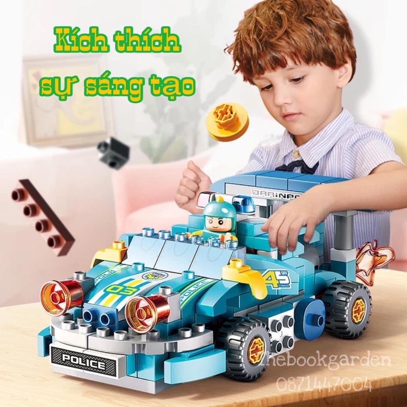 Đường đua sáng tạo - Xe cảnh sát Feelo 182 khối xây dựng dài 35cm
