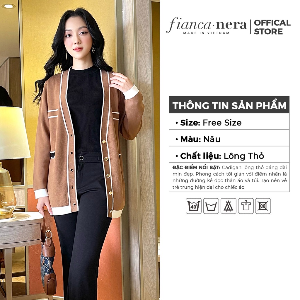 Áo khoác len Cadigan được dệt từ sợi lanh cao cấp FIANCA NERA [ Made in Viet Nam]