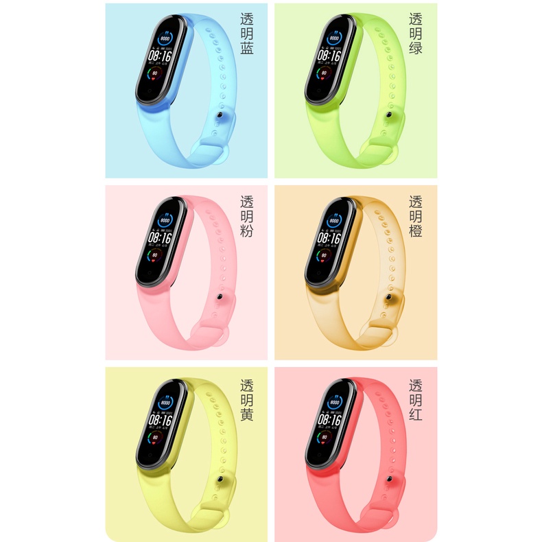 Dây Đeo Silicon Trong Suốt Cho Đồng Hồ Thông Minh Xiaomi Mi Band 5 Miband 5 6