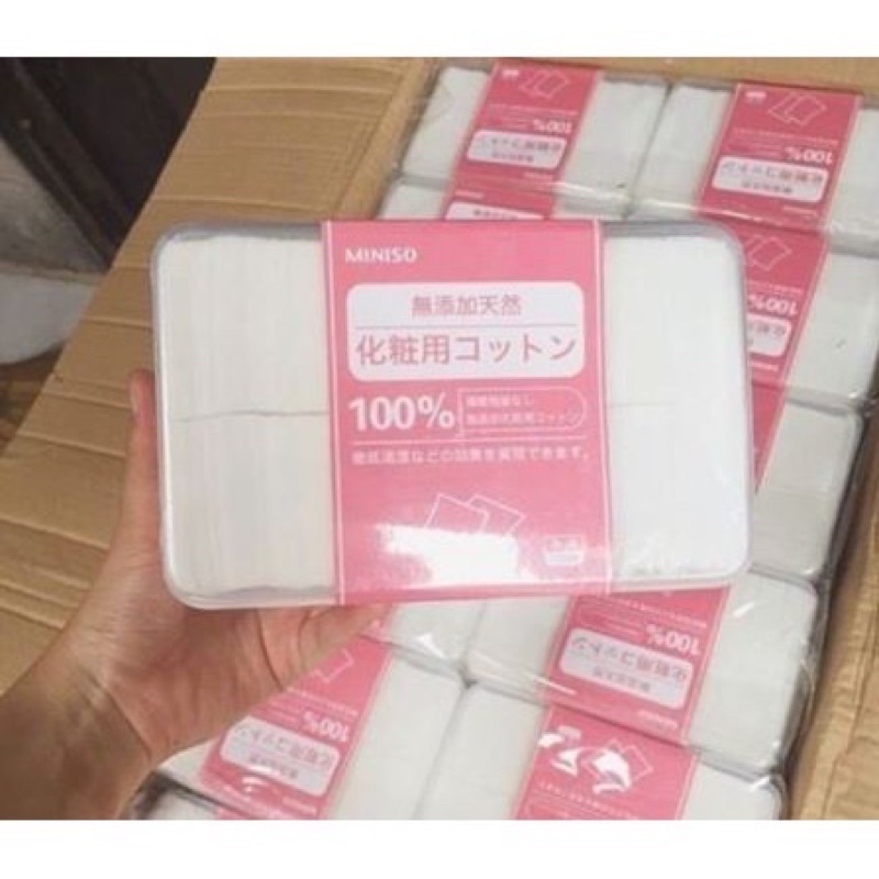 Bông Tẩy Trang MINISO Nhật Bản 1000 miếng, Bông Tẩy Trang Dạng Mỏng Tẩy sạch Da Mặt đắp Toner