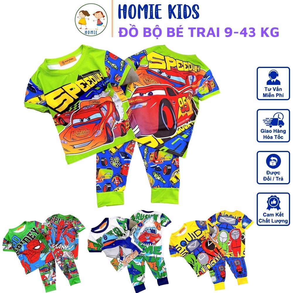 Đồ Bộ Cho Bé Trai 9-43 Kg Set Quần Dài Áo Tay Ngắn Trẻ Em Vải Thun Lạnh 3D In Hoạt Hình Hot Trend Bền Đẹp Homie Kids