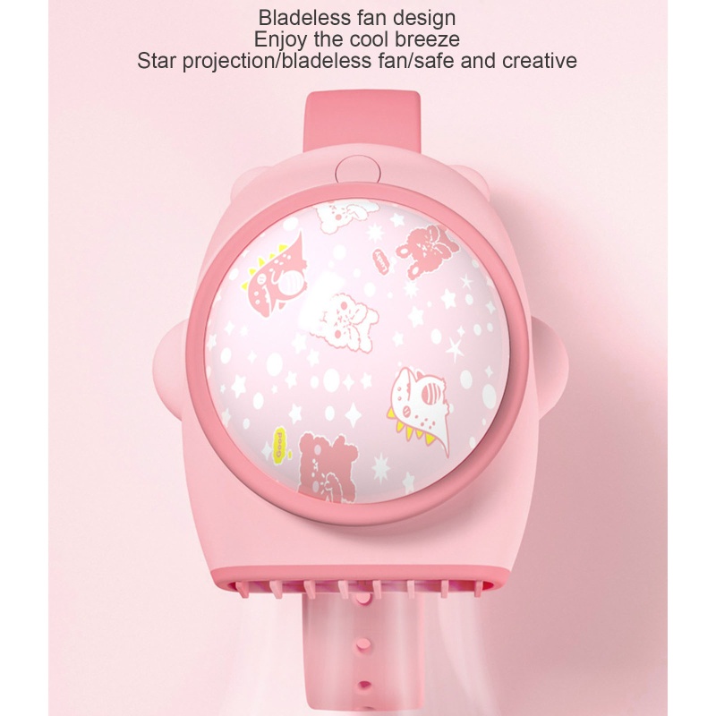 Quạt Sạc USB Đeo Tay Không Cánh 3 Bánh Răng Dễ Thương