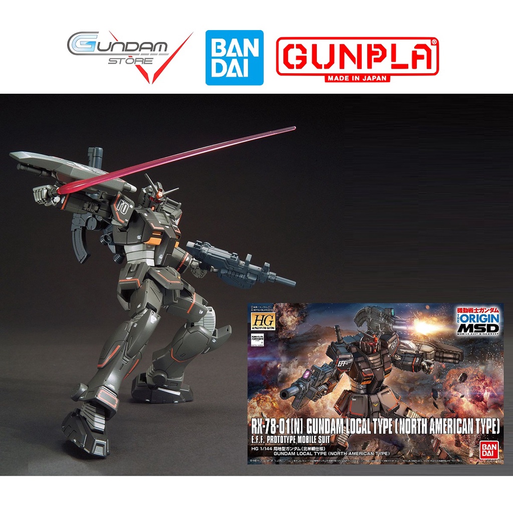 Mô Hình Gundam HG LOCAL TYPE NORTH AMERICAN TYPE RX-78-01[N] The Origin Bandai Đồ Chơi Lắp Ráp Anime Nhật