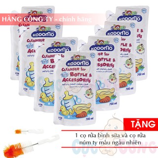 Bộ 7 bịch nước rửa bình sữa KODOMO - 700ml Thái Lan Tặng 1 cây cọ rửa bình sữa