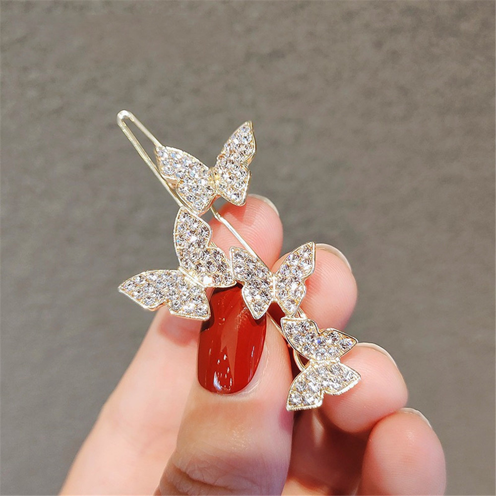Kẹp tóc hình bướm đính kim cương nhân tạo thời trang Hàn Quốc