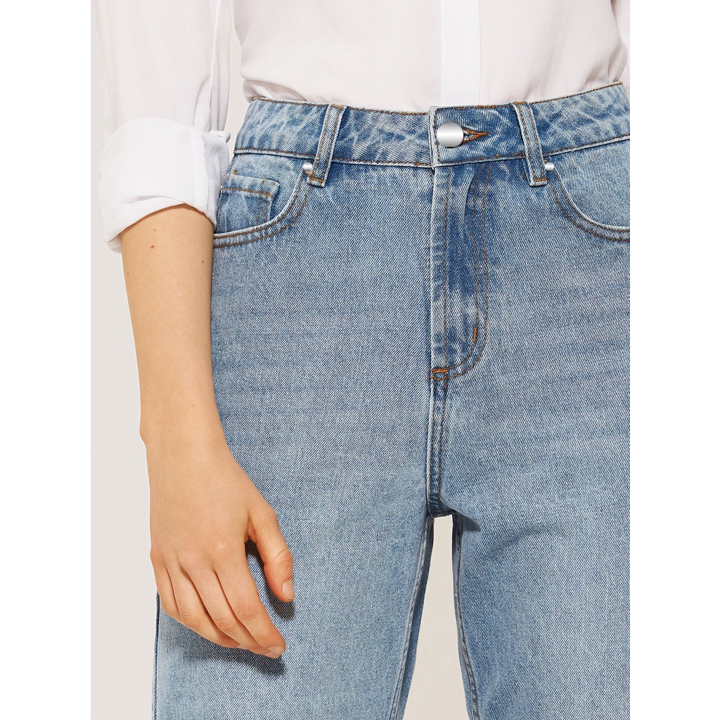 Quần Mom Jeans Nữ Lưng Cao Màu Xanh M-02C