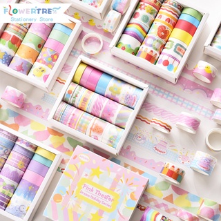 Bộ 20 cuộn băng dán giấy washi trang trí sổ tay/ nhật ký/ sổ lưu niệm Flowertree