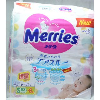 [HCM](Cộng Miếng )Tã Dán Merries Nội Địa Nhật (Chính Hãng) Dán S82+6(4-8kg)