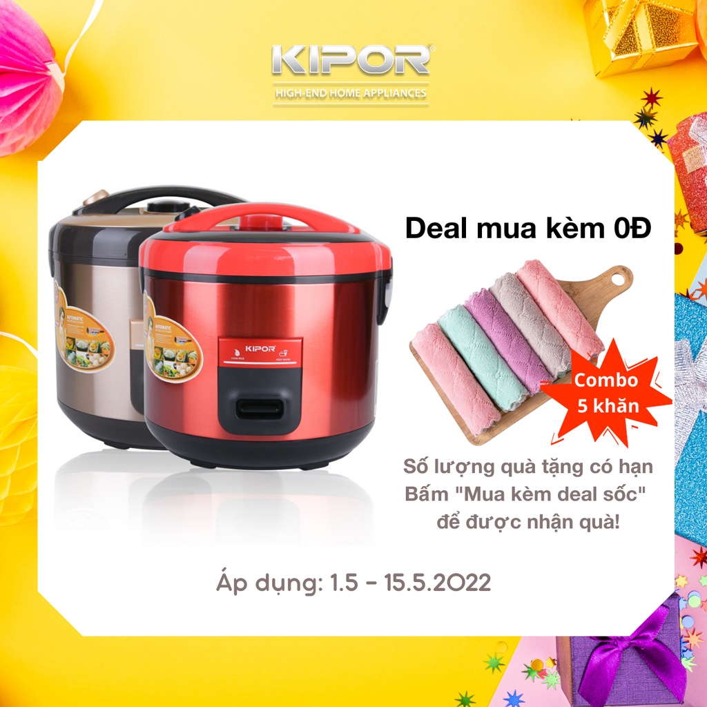 Nồi cơm điện KIPOR KP-N532 - 3.2L - Chống dính TEFLON, Nồi cỡ lớn 6-8 người ăn - Bảo hành tại nhà 12 tháng