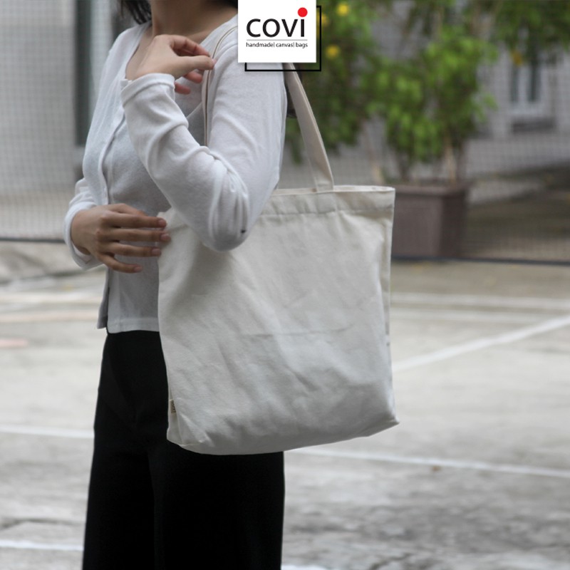 Túi tote trơn, vải canvas, vải bố, đi học, đi chơi thời trang COVI màu trắng, mộc, đen T3