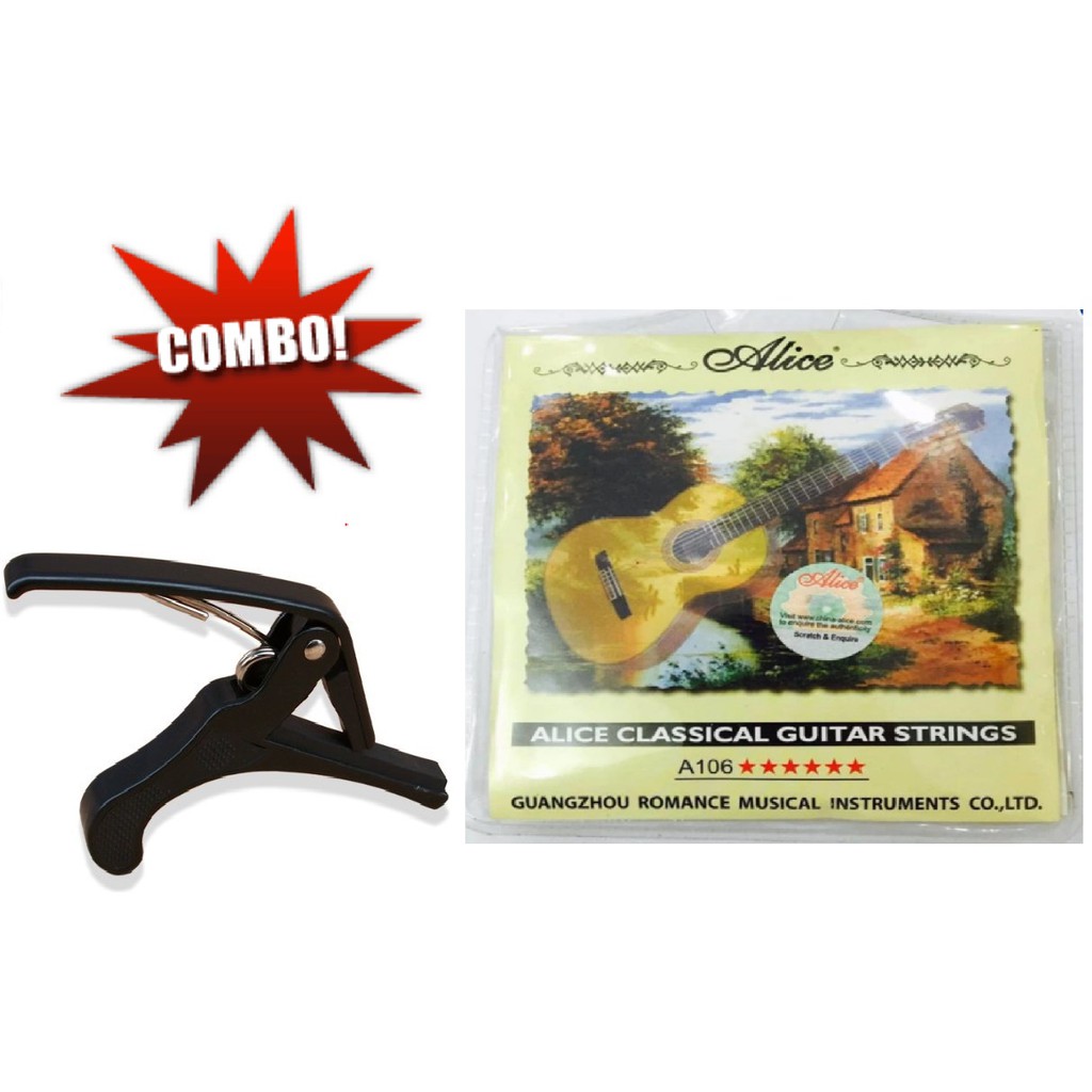 Combo Capo guitar Classic ngắn KBD 5A10-De + dây đàn guitar Classic 106