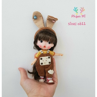 .Set Outfit Yếm Tai Thỏ Dễ ThươngCho Búp Bê Ob11 Và Búp Bê Bjd 1/8
