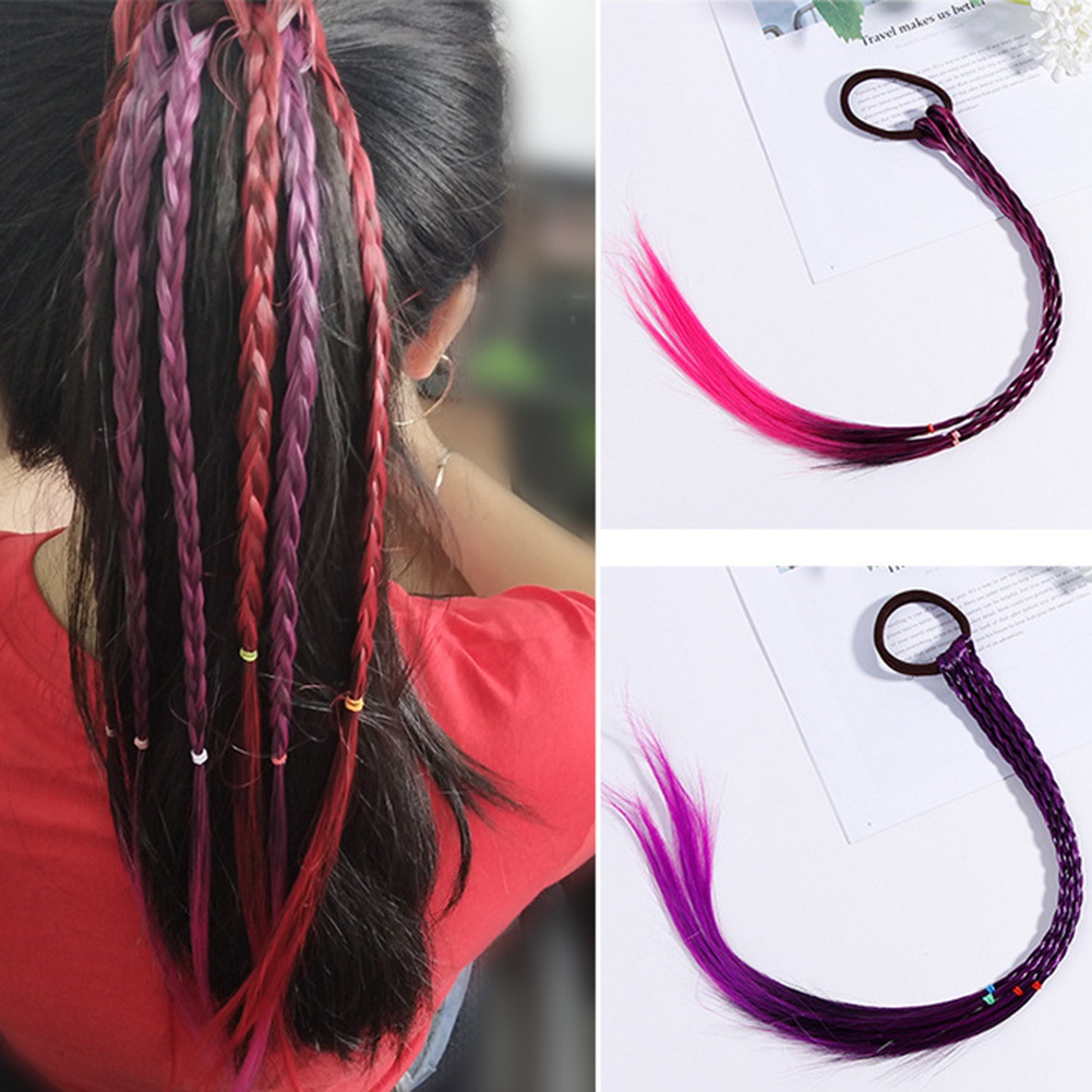Dây Cột Tóc Đuôi Ngựa Dạng Tết Dài Co Giãn Cho Bé Gái