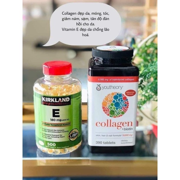 Combo bổ sung collagen và Vitamin E