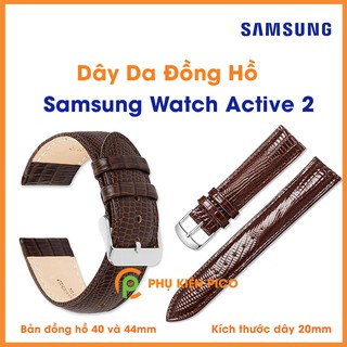 Dây da đồng hồ Samsung Watch Active 2 bản 40/44mm vân cá đuối dây 20mm màu đen, màu nâu, màu xanh